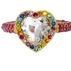 New KURT GEIGER LONDON
Rainbow Crystal Heart Cocktail Ring in Gold Tone